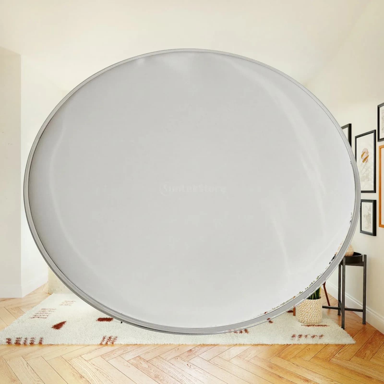 Round White Mesh Drumhead Steel Rim Replacement Part for Electronic Drum Practice Pad