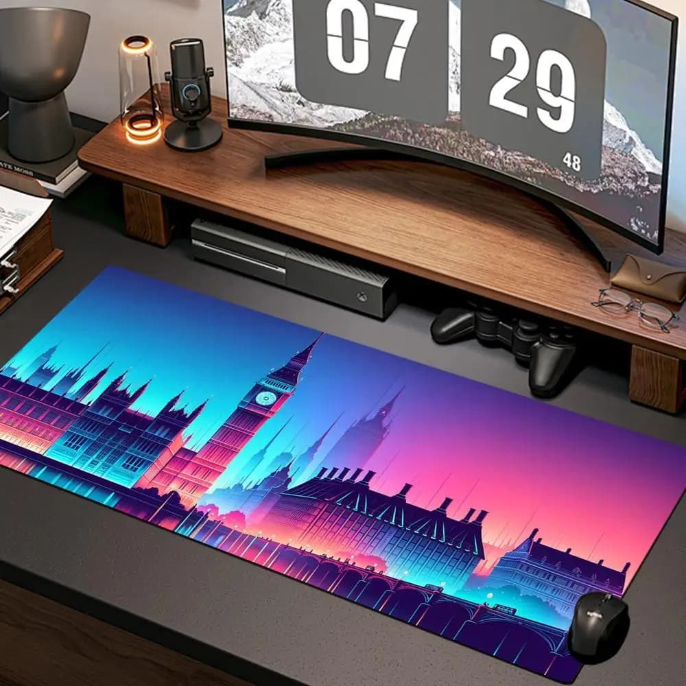 Tappetino per mouse Big Ben, nuovo tappetino per computer da casa, tappetino da scrivania XXL, tappetino in gomma naturale antiscivolo per ufficio, accessori per il gaming.