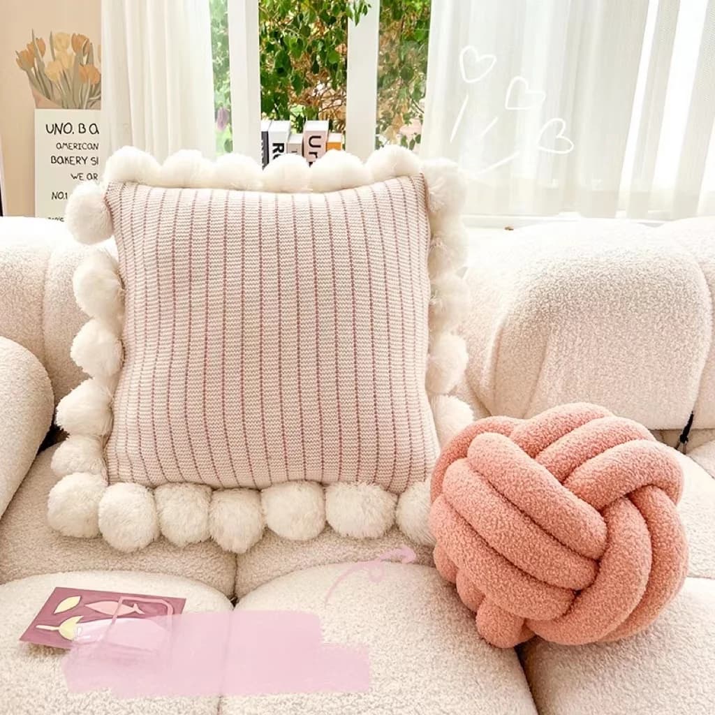 Mfodera per cuscino Mlife in morbido cotone color zucchero filato, per divano da soggiorno, moderna e semplice, a forma quadrata, produzione domestica