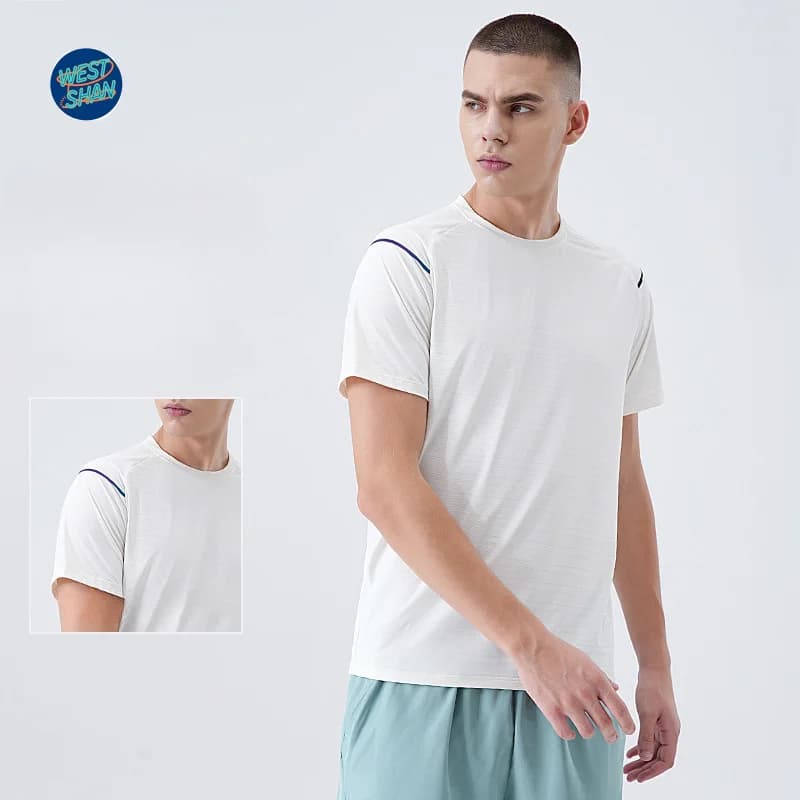 WESTSHAN Primavera Estate T-shirt da uomo traspirante a maniche corte Girocollo Golf Yoga Allenamento Corsa all'aperto Sport Camicia ad asciugatura rapida