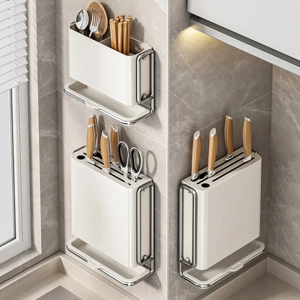 Portacoltelli da Cucina 1 Pezzo, Supporto per Coltelli Senza Foratura, Scatola Portaoggetti da Parete, Contenitore per Coltelli Domestico
