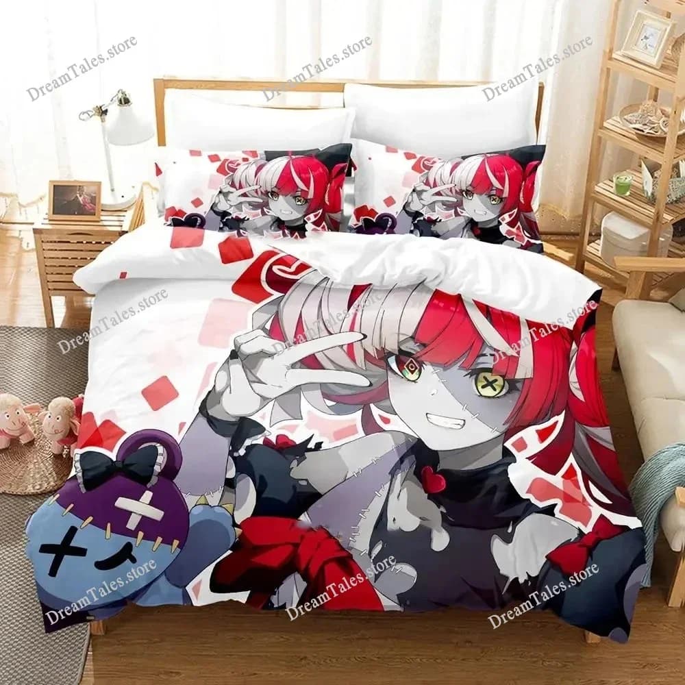 Kureiji Ollie KUREIJI OLLIE Set di Biancheria da Letto con Stampe Cartoon, Copripiumini, Lenzuola per Dormitorio, Set Morbido e Caldo