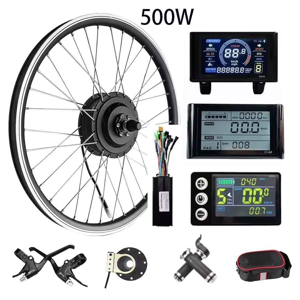 Kit ruota motore elettrico 36V/48V 500W per conversione bici elettrica, motore mozzo anteriore brushless con ingranaggi