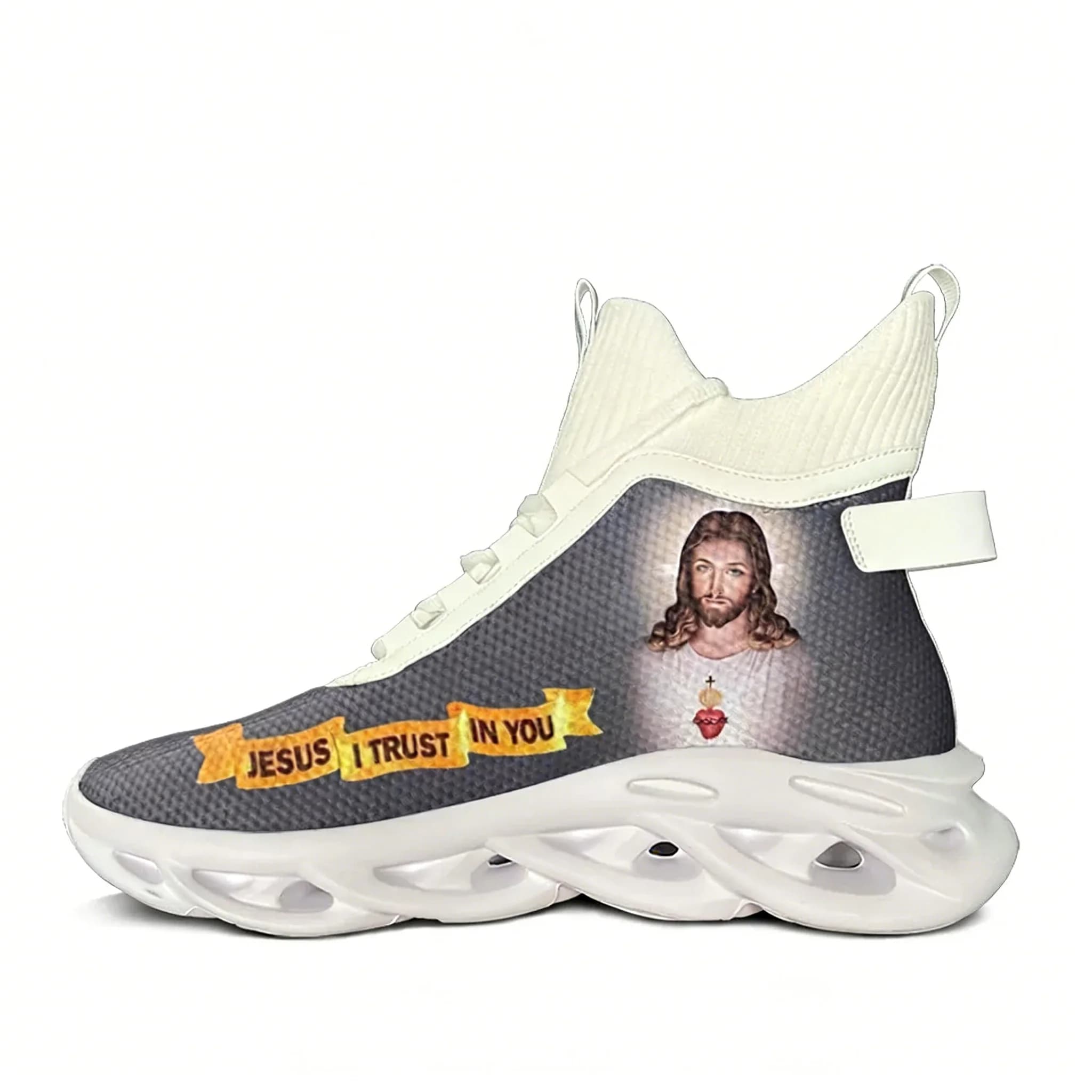 Sneakers Alte Unisex con Stampa Croce Cristiana Religiosa Fai da Te, Scarpe da Trekking e da Viaggio, Scarpe da Corsa