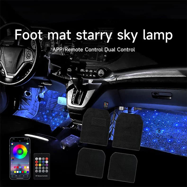 2025 ultime tappetini per auto illuminati, tappetini per auto General Starry Sky, tappeto per auto in fibra Starlight set da 4 pezzi modific interni