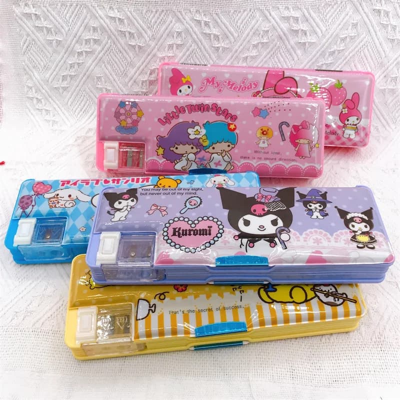 Astuccio a doppia faccia della serie Cartoon Sanrio, scatola per cancelleria, astuccio multifunzionale per studenti, temperamatite