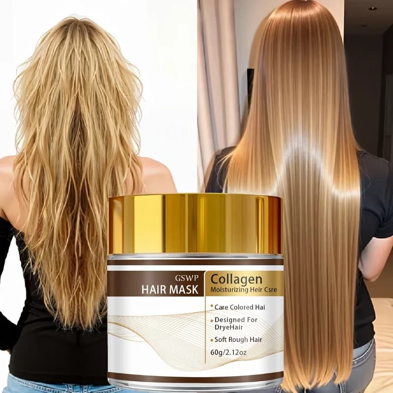GSWP Moroccan collagen hair mask, containing glycerin, collagen and biotin, hydrates deeply, leaves the hair smooth. 60/120/180g