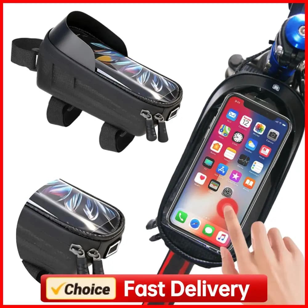 Borsa Anteriore per Bicicletta in PU Rigido, Impermeabile con Schermo Touch, Borsa Antigraffio per Manubrio, Porta Cellulare per Smartphone