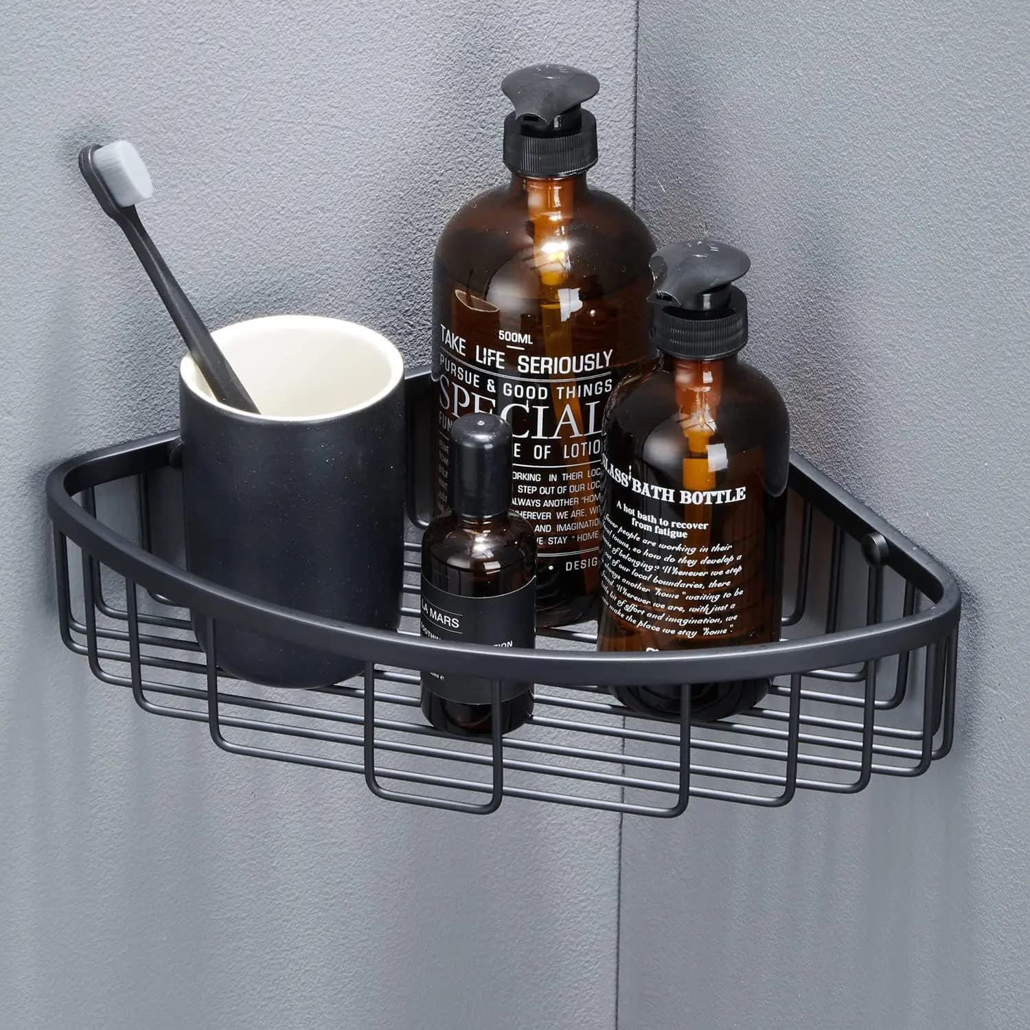 Corner shelf for Shower, Design with Cable Corners, Ultra Resistant Stainless Steel Anti-rust for Shampoo