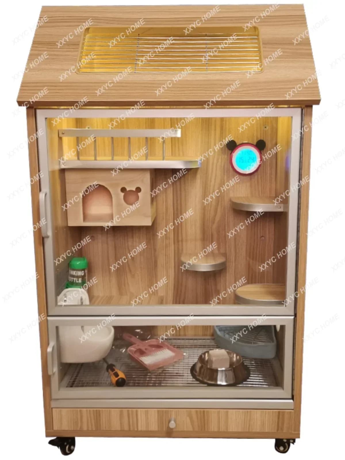 Qi drago gatto armadio gabbia in legno massello ecologico anti-morso impermeabile drago gatto speciale villa ramo di fiori mouse gabbia per animali domestici