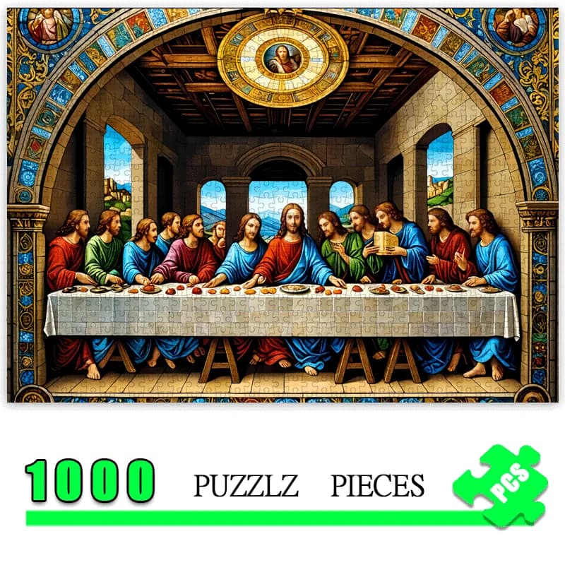 Puzzle da 1000 pezzi Ultima Cena di Leonardo da Vinci - Grande Puzzle di Arte Religiosa per Adulti e Famiglie, Colori Vibranti, Cha
