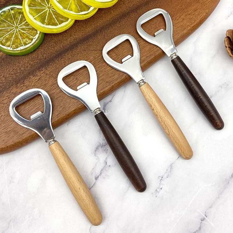 100 Pz/lotto Apri Bottiglie di Legno Birra Apriscatole Cucina Domestica Strumenti Bar per la Casa Maniglia Palmare Vino Soda Tappo di Vetro Gadget