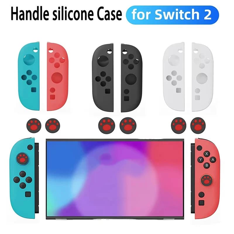 Maniglia Custodia in silicone per Switch 2 + 2 pezzi Tappo in silicone per joystick controller, custodia in silicone per Switch 2 Joycon