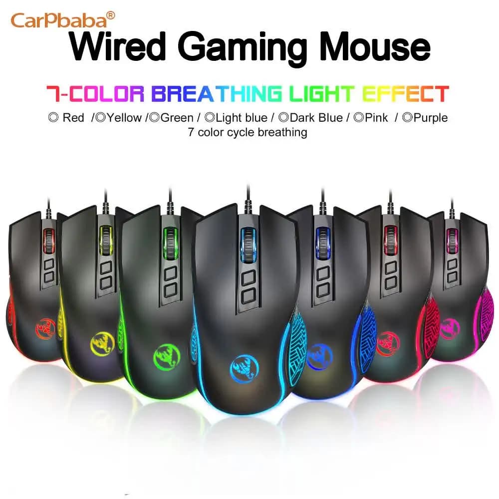 Mouse da gioco HXSJ Macro Programming RGB 3200DPI luminoso, mouse da corsa elettrico con cavo, 6 livelli di DPI regolabili.