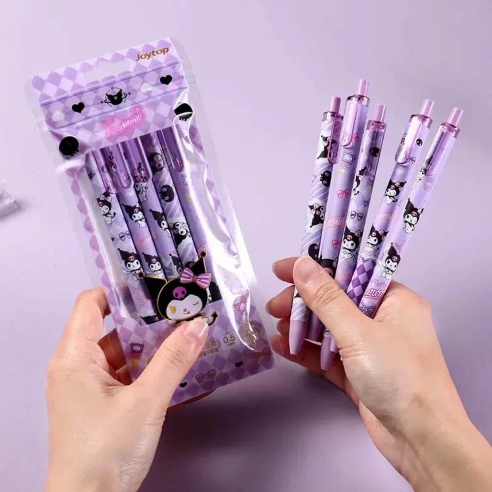 Penna a sfera con pulsante Sanrio Kuromi originale, penna gel per studio e ufficio, regalo per ragazze.