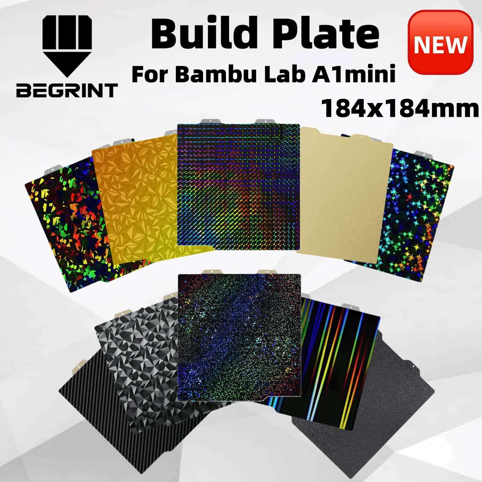 Construction plate for Bambu Lab A1 Mini 184x184 PEI Structured PET PEY Bed PEO Lamiera Plates Steel sheet for springs Pei Bambulab bed
