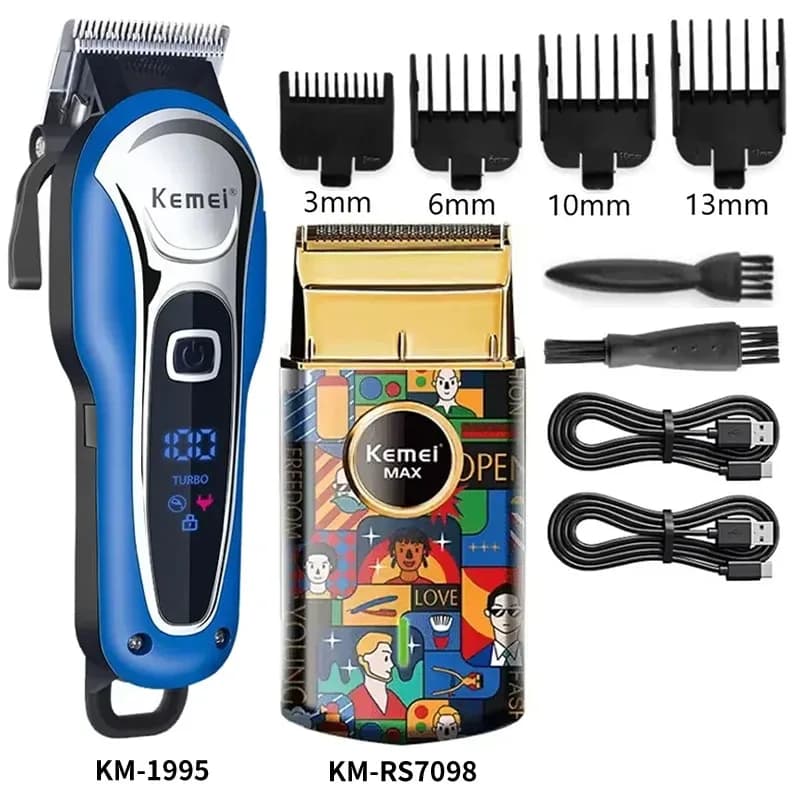 Kemei Hair Clipper Km-1995 Km-2293 Km-RS7098 Barber Blading Hair Cutting Machine Clipper Grooming Cordless Rechargeable Shaver