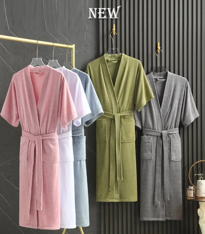 Women's Towel Long Thick Absorbent Short Sleeves Sponge Dress Kimono Men's Night Shirt Robe Robes for Women Sleepwear New
