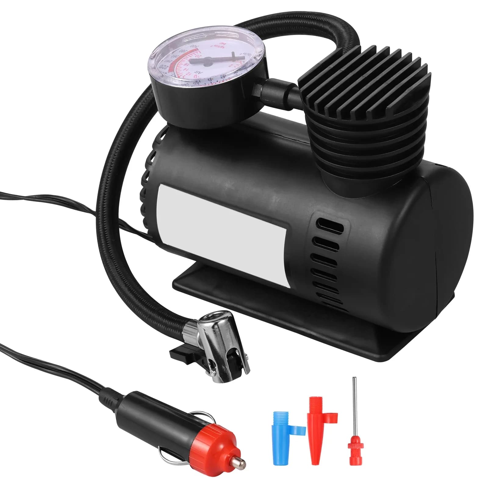 Compressore d'Aria per Auto 12V, Pompa Elettrica per Gonfiaggio Pneumatici di Auto, Moto e Biciclette con Manometro Digitale