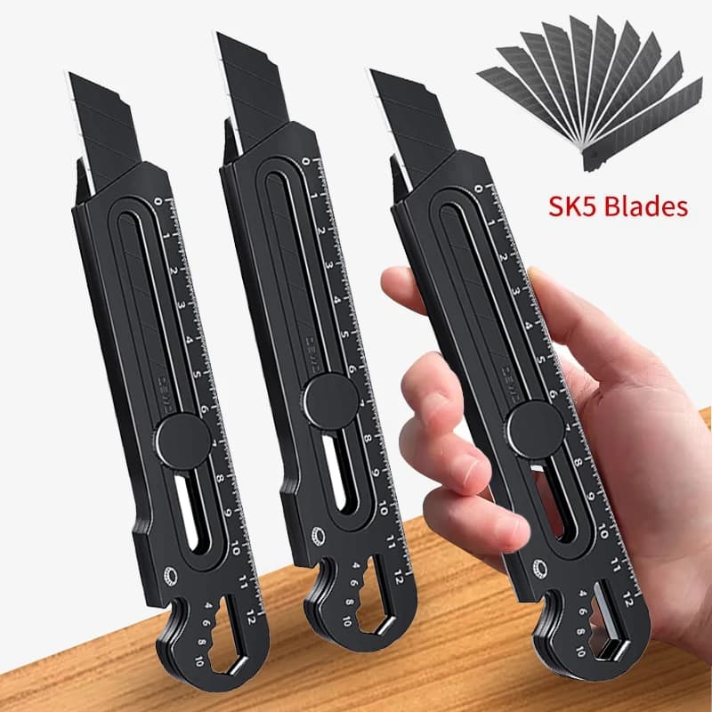 Coltello artigianale retrattile multifunzionale in acciaio inossidabile Taglio affilato Coltello da elettricista Carta Tessuto Pellicola Schiuma Bordo Legno Gomma