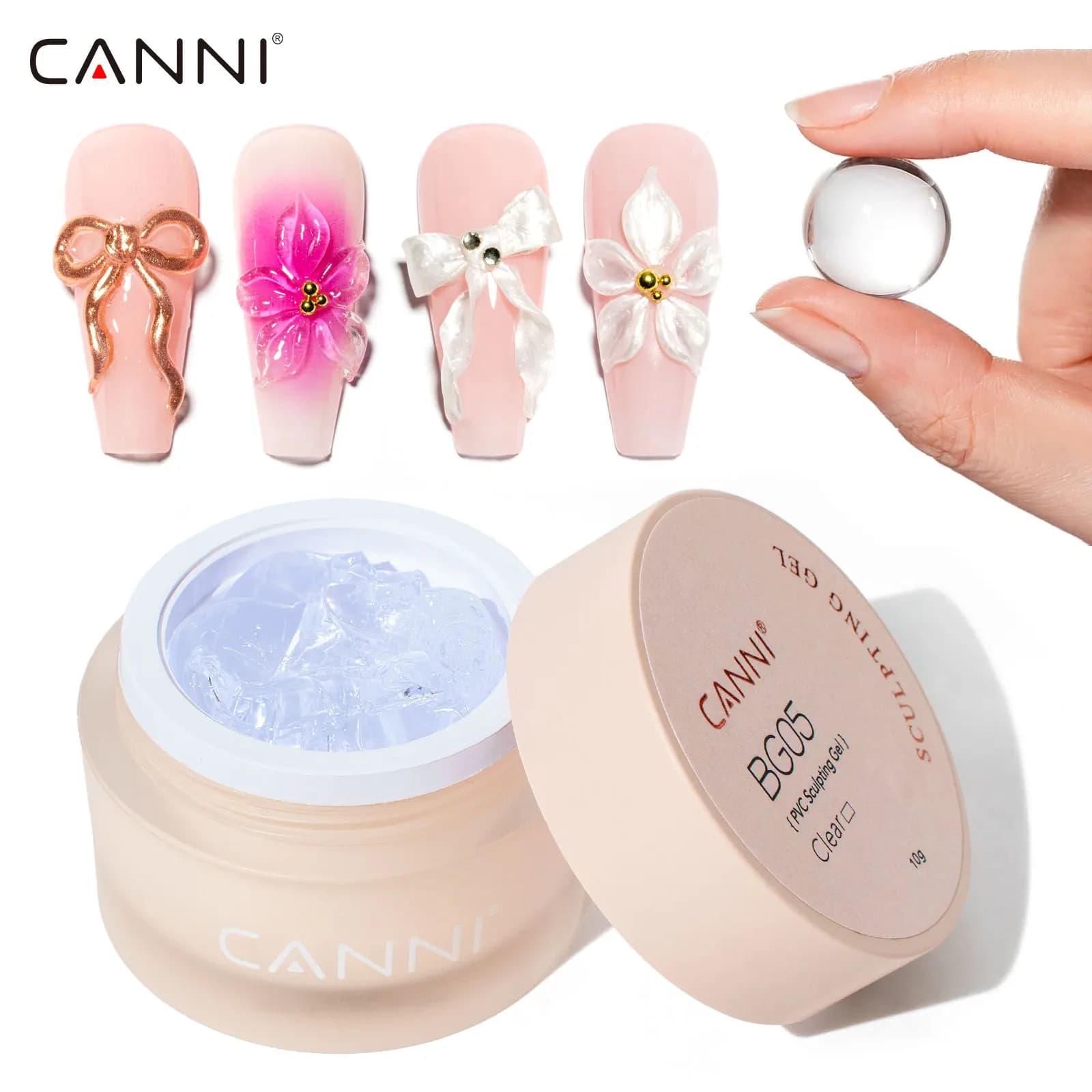 CANNI Gel Modellante 3D in PVC Senza Residui, Gel per Modellazione Manuale, Gel Dorato e Argentato per Unghie Francesi, Gel per Pittura Unghie Soak Off UV LED 10ml