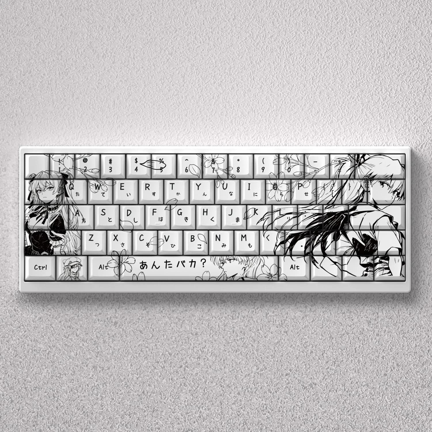 Asuka Copritasti 73/98 Tasti Anime Bianco PBT Sublimazione della Tintura Cherry per Tastiera Meccanica Retroilluminazione Stampa Laterale AULA F75 Gioco PC