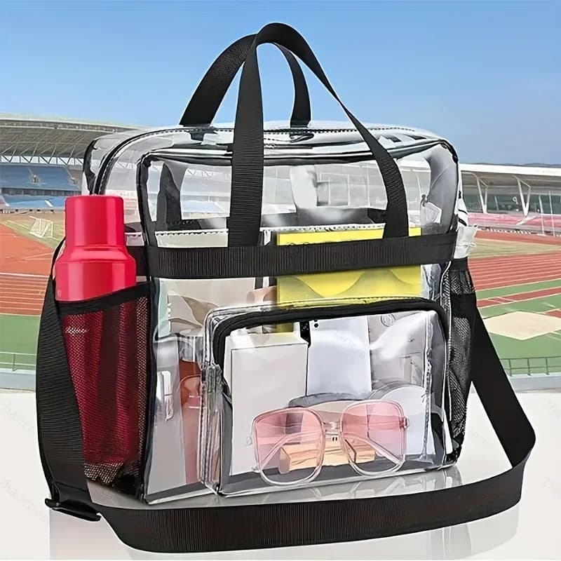 Portable PVC Travel Bag with great capacity and transparent design for easy organization and washing