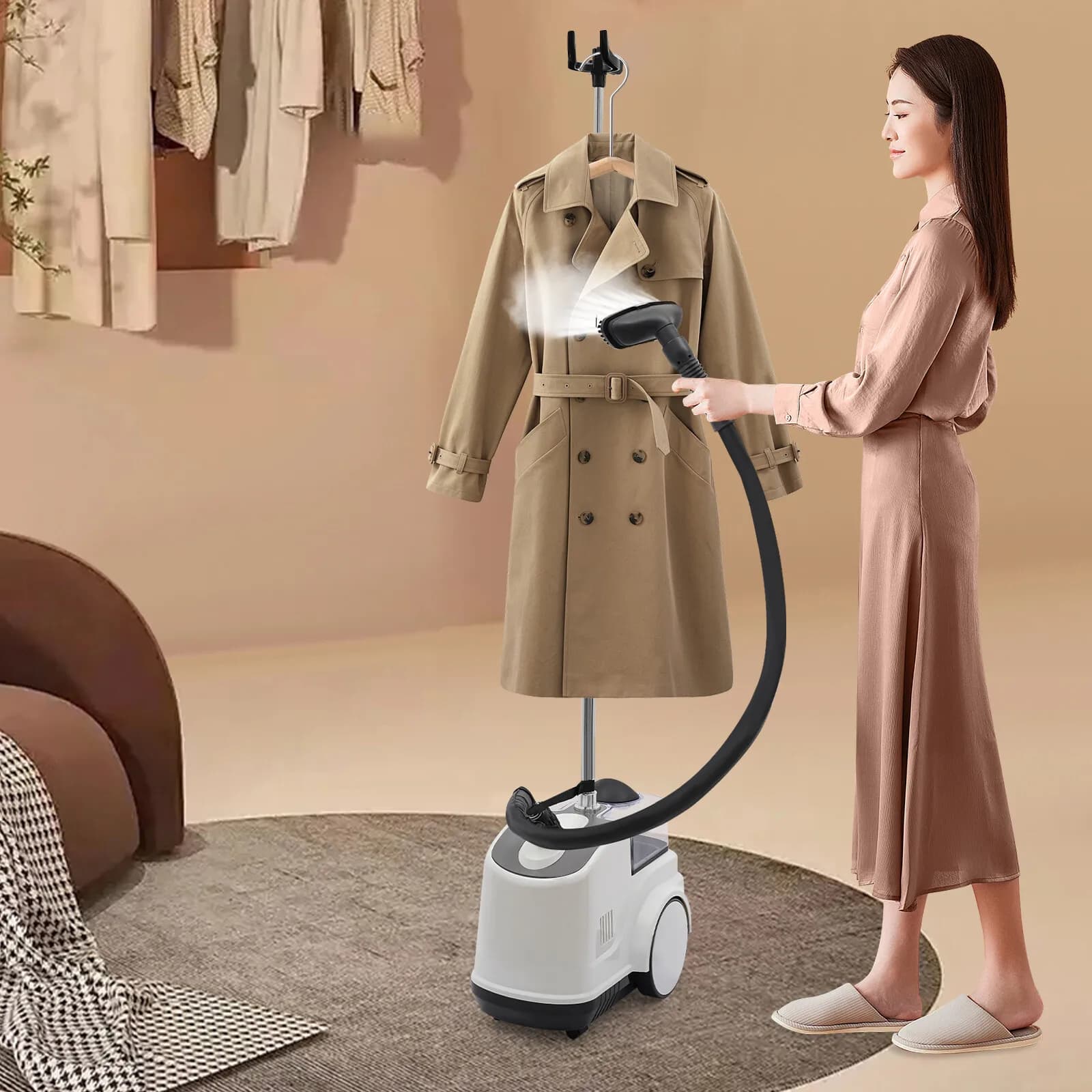 Vaporizzatore Professionale per Vestiti da Terra 1500W 3L, Rimozione Efficiente delle Pieghe per Tutti i Tessuti