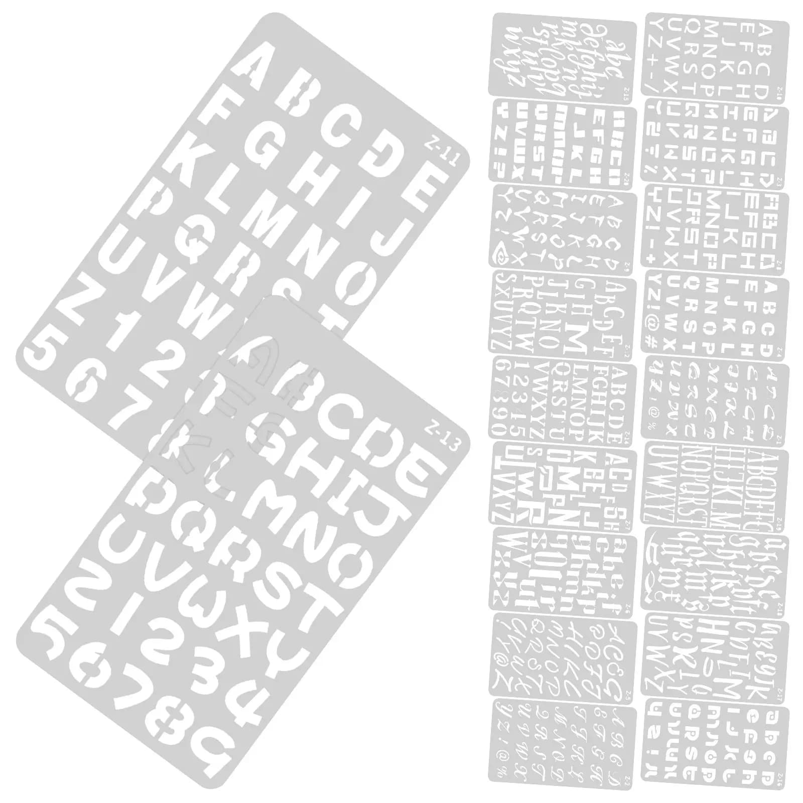 Set di 20 Stencil Premium per Lettere in PET per Dipingere su Pareti, Blocchi di Legno, Progetti Fai-da-Te, Lavabili e Riutilizzabili per Artigianato