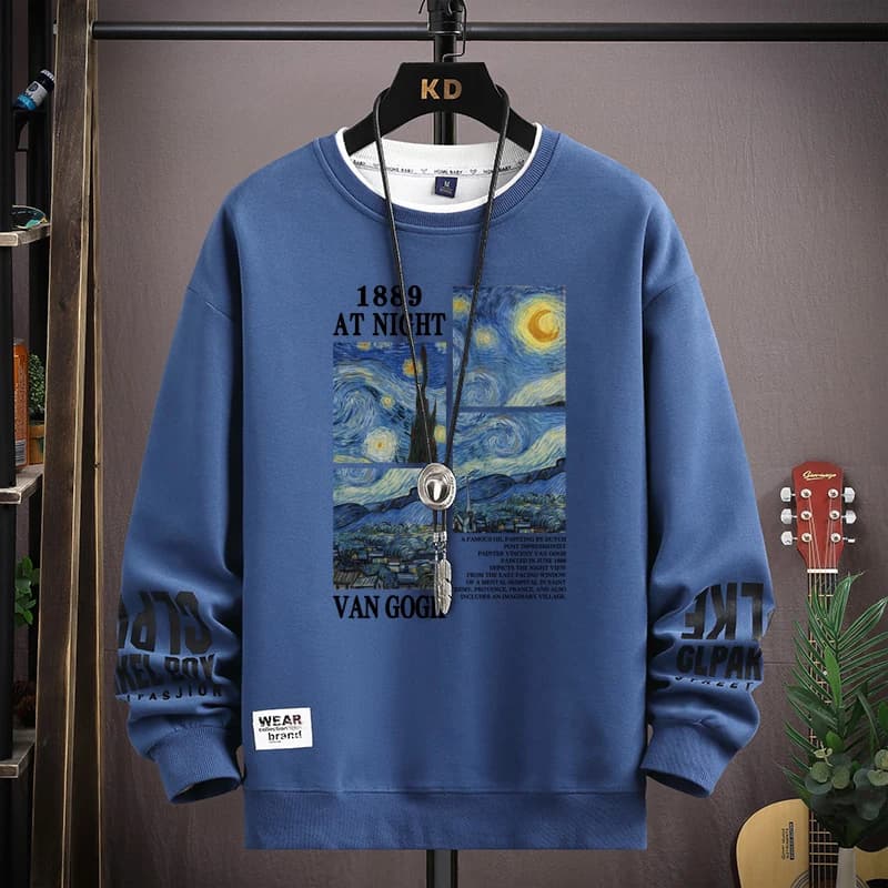 Harajuku Streetwear Van Gogh La Notte Stellata Grafica T-shirt a maniche lunghe per uomo T-shirt oversize da donna S-5XL Abbigliamento uomo