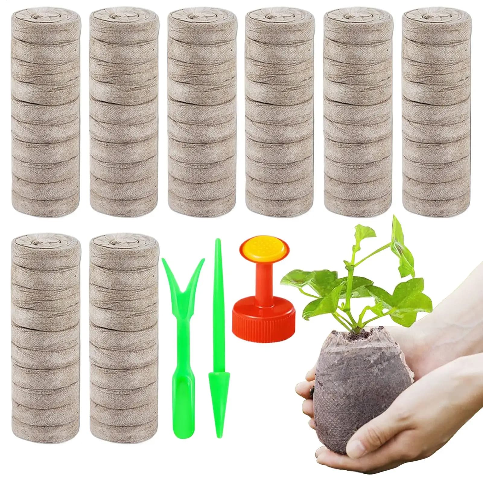 Jiffy Peat Pellets, 100 Dischi di Terriccio Espandibile per Semina, Vasi Espandibili per Giardinaggio Interno ed Esterno, Coltivazione di Verdure, Fiori e Piante