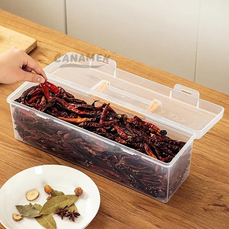 Reusable 6 Compartment Moisture-proof Spice Storage Container Sealed Plastic Food Storage Box With Handle Kitchen Organizer
