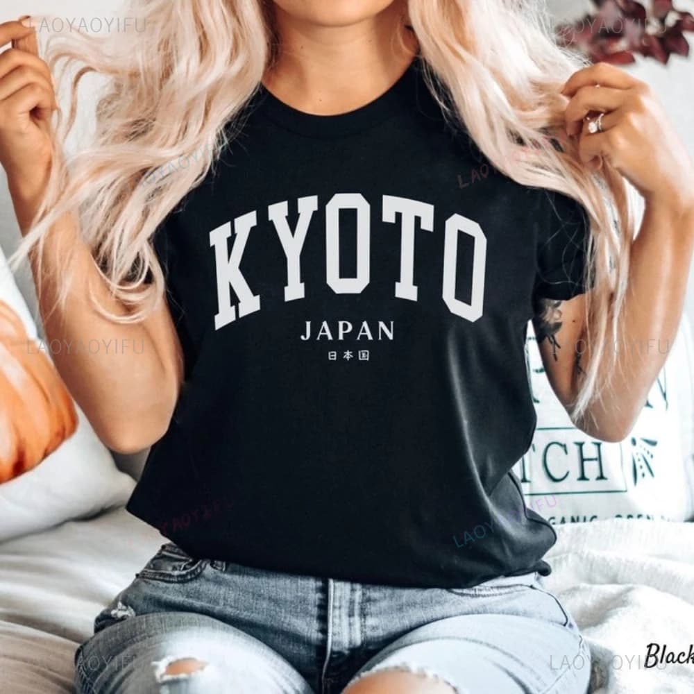 Kyoto Japan Printed T Shirt Tops Japan Culture Kawaii Harajuku Tops Tee Shirt Woman High Quality Cotton Summer Short-sleev