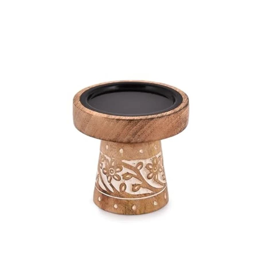 Mango Wood Candle Holders, Wood Candlesticks for Home Wedding Table Decor Centerpiece 4" x 4" x 4"