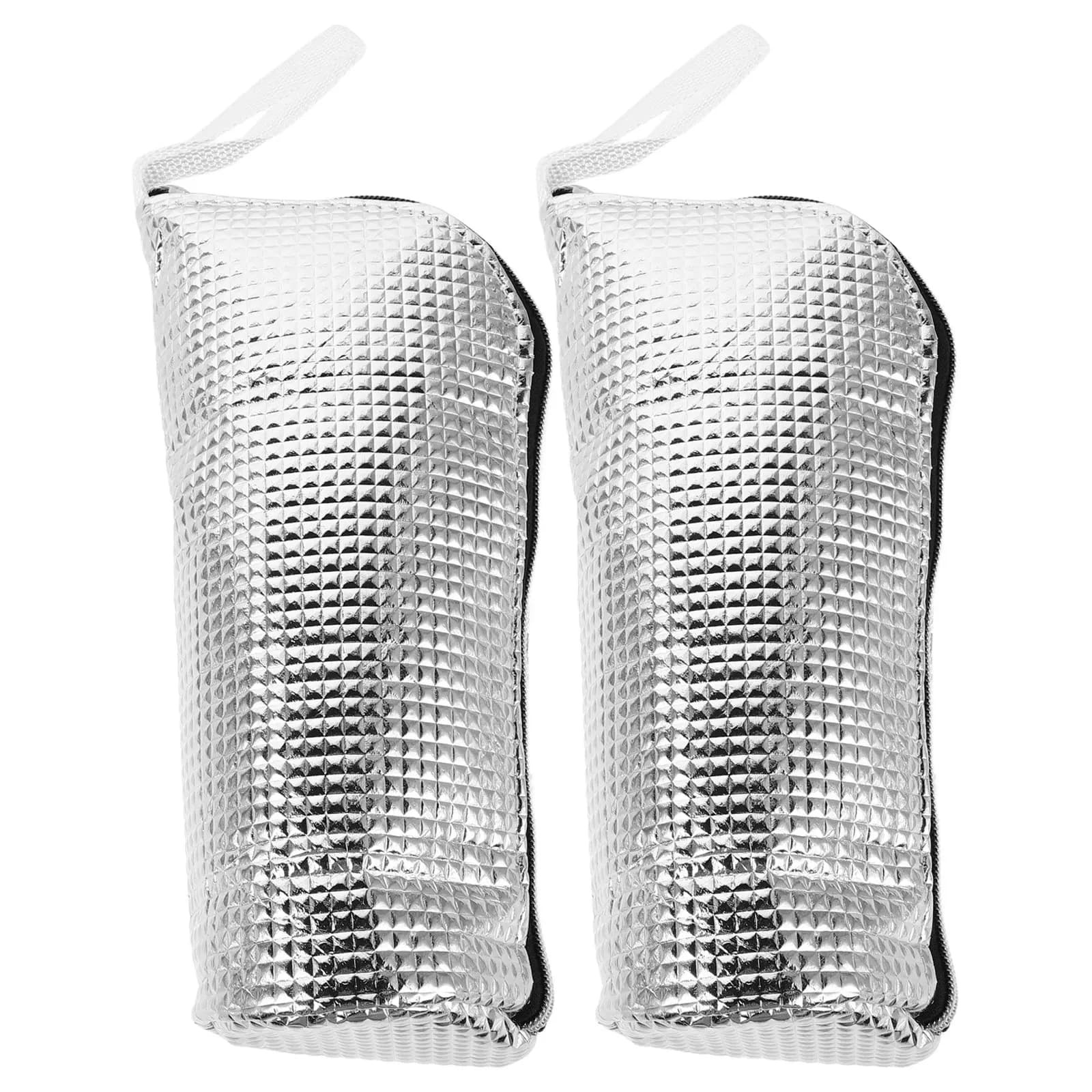 2Pcs Aluminum Foil Insulated Baby Bottle Warmer Bag Leakproof Thermal Tote Portable Travel Stroller Organizer Bottle Carrier