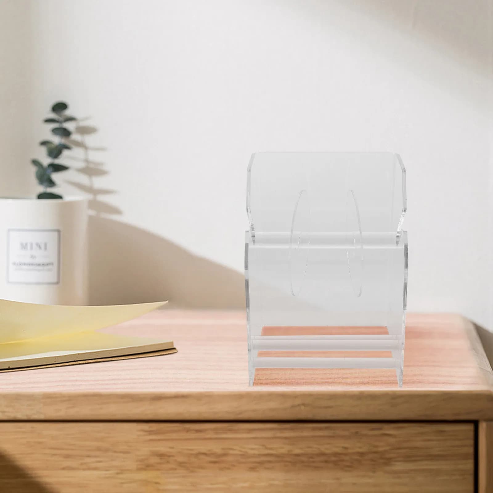 Dispenser per Etichette in Acrilico Trasparente, Organizzatore a 3 Scomparti per Rotoli di Adesivi, Supporto da Scrivania Regolabile per Ufficio, Casa e Scuola