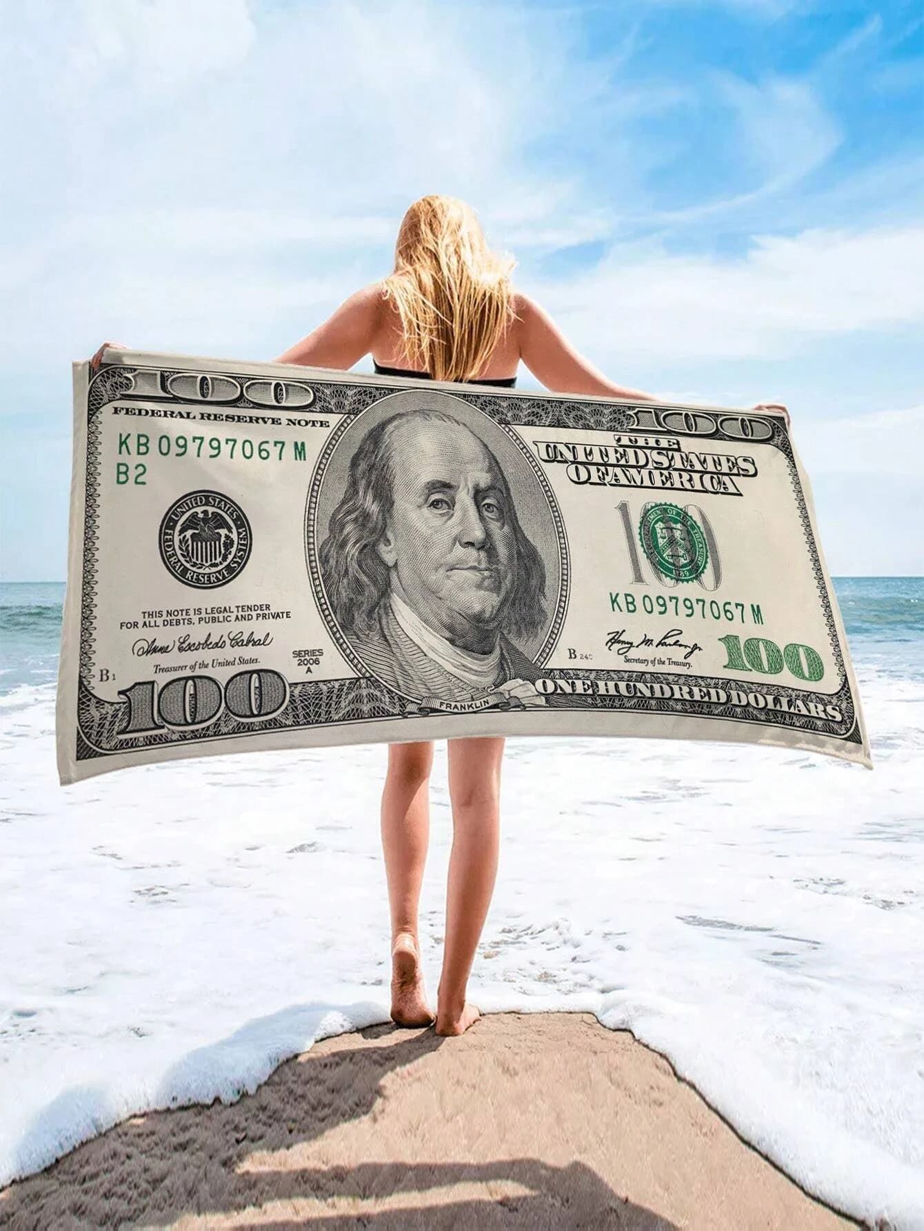 Telo mare Franklin con stampa 2D su un solo lato, divertente e vivace, copertura per piscina e spa, decorazione allegre, regalo per gli amanti della pop culture