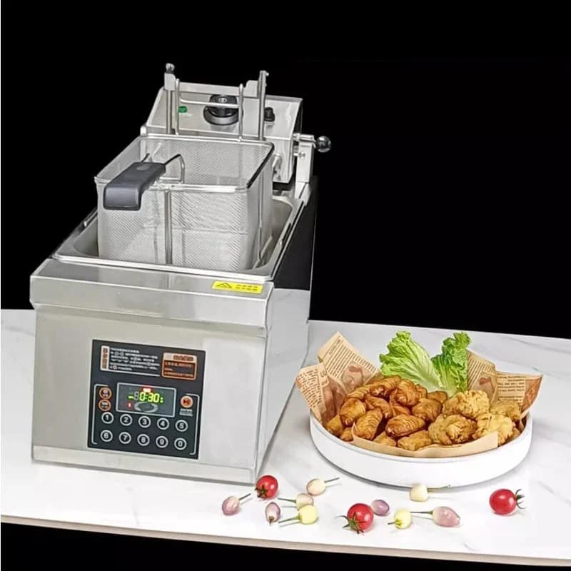 Automatic Lifting Electric Fryer Commercial Intelligent Frying Pan 6L/8L /12L Timed Fried Chicken And French Fry Machine