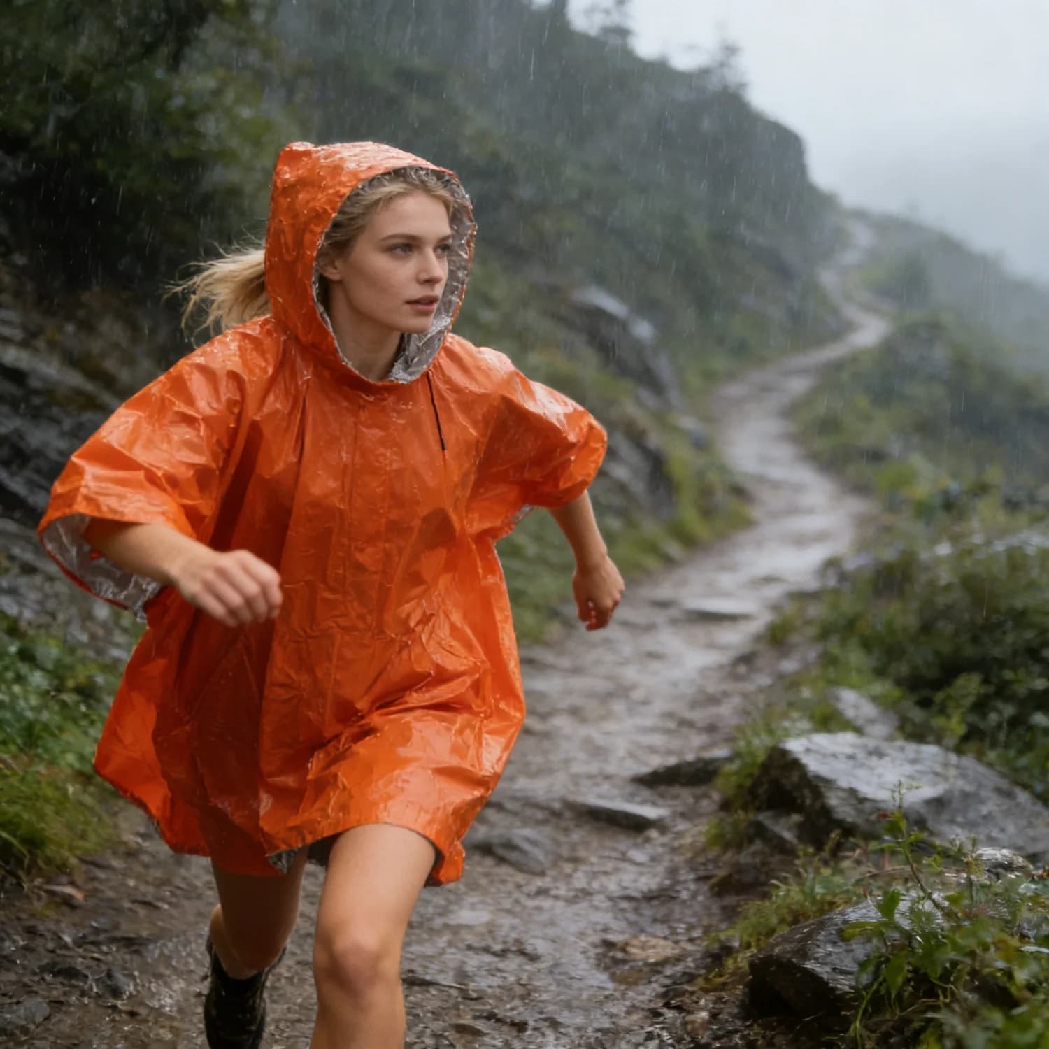 Attrezzatura per Sopravvivenza da Campeggio, Poncho di Emergenza Impermeabile Monouso, Coperta Termica in Pellicola di Alluminio per Viaggi