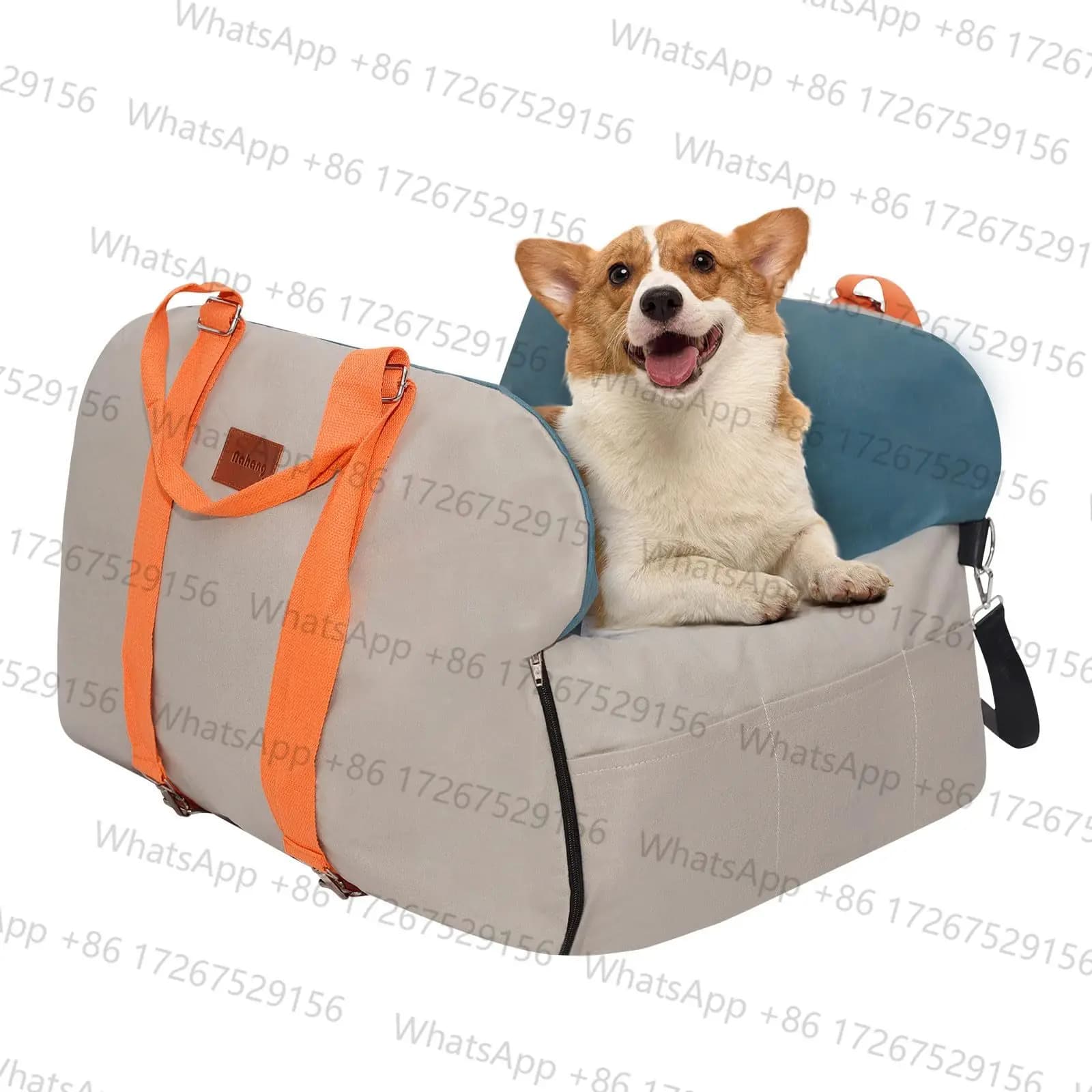 Waterproof Dog Booster Seat with Storage Pockets and Clip-On Safety Leash, Portable Dog Travel Carrier Bed