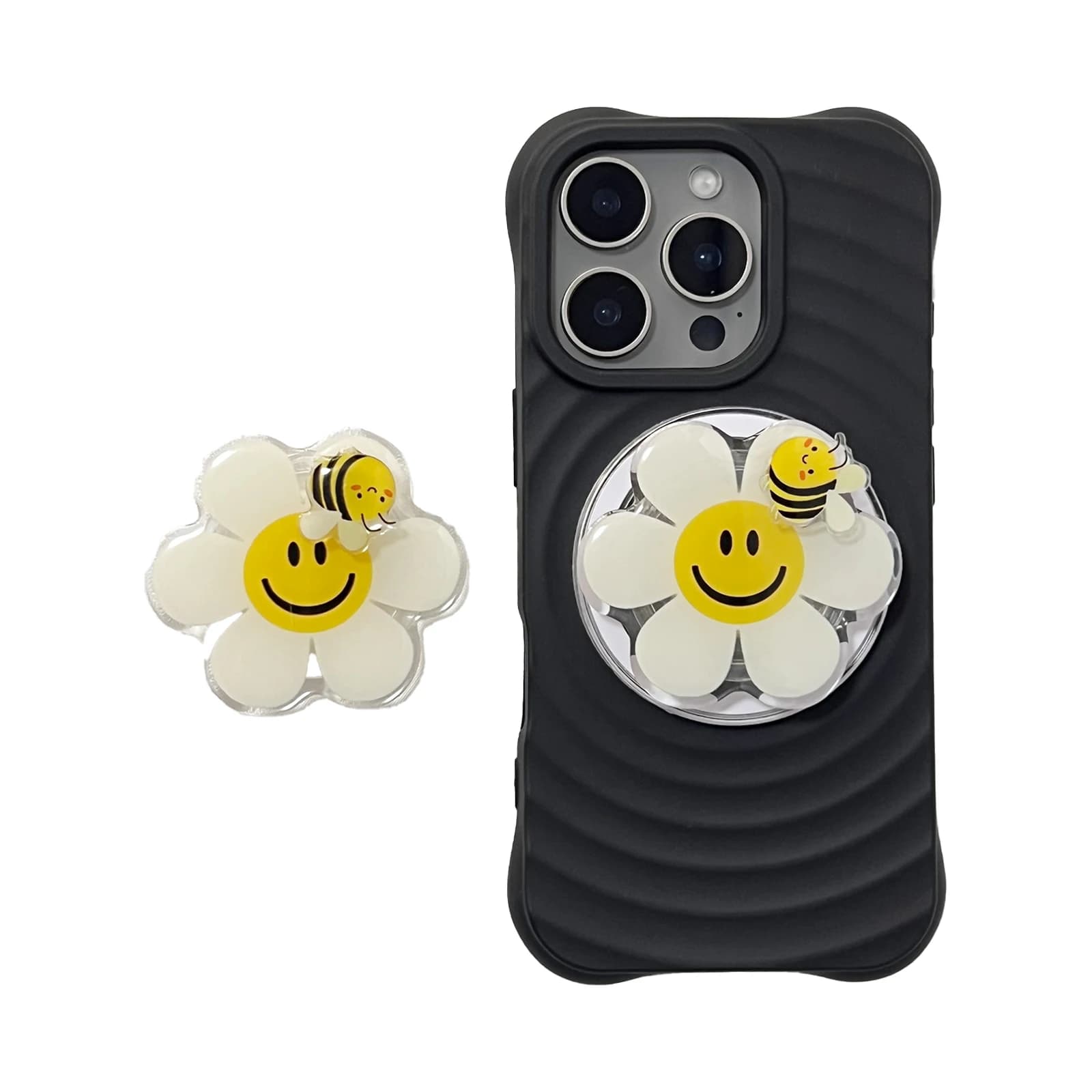 Supporto per telefono pieghevole a forma di fiore e ape con rotazione a 360 gradi, simpatico, per custodia iPhone 17 16 Pro Max, regalo per ragazza