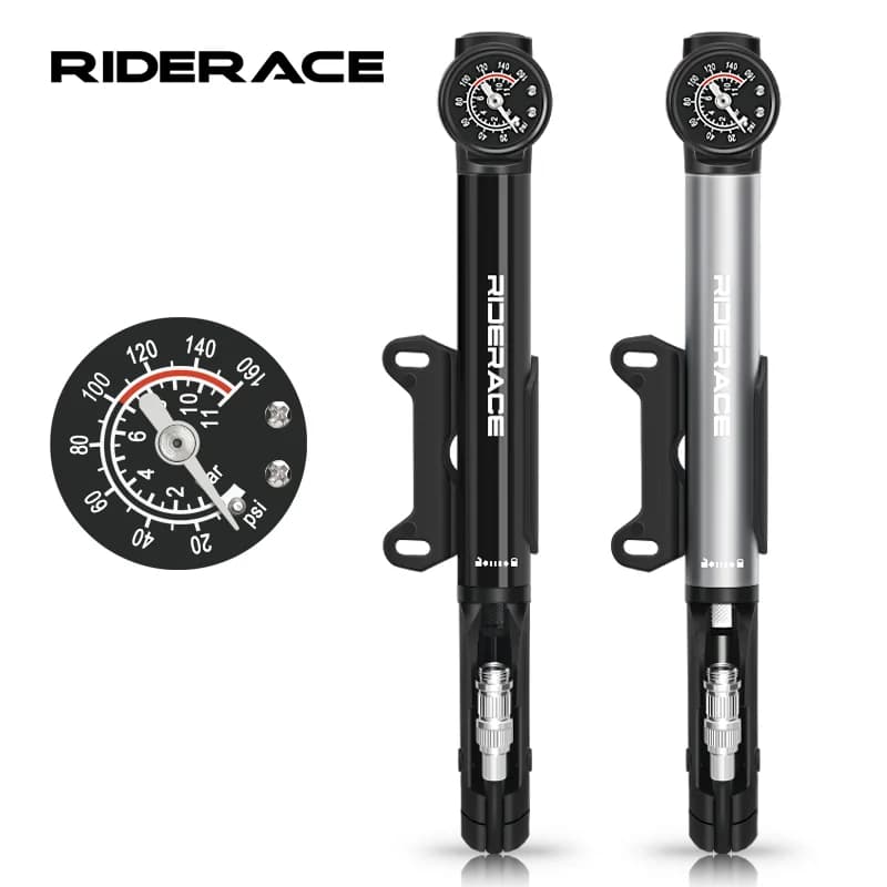 Pompa per bici 160PSI con manometro Lega di alluminio CNC Gonfiatore per pneumatici a mano per bicicletta Valvola Schrader Presta AV FV Accessori per ciclismo