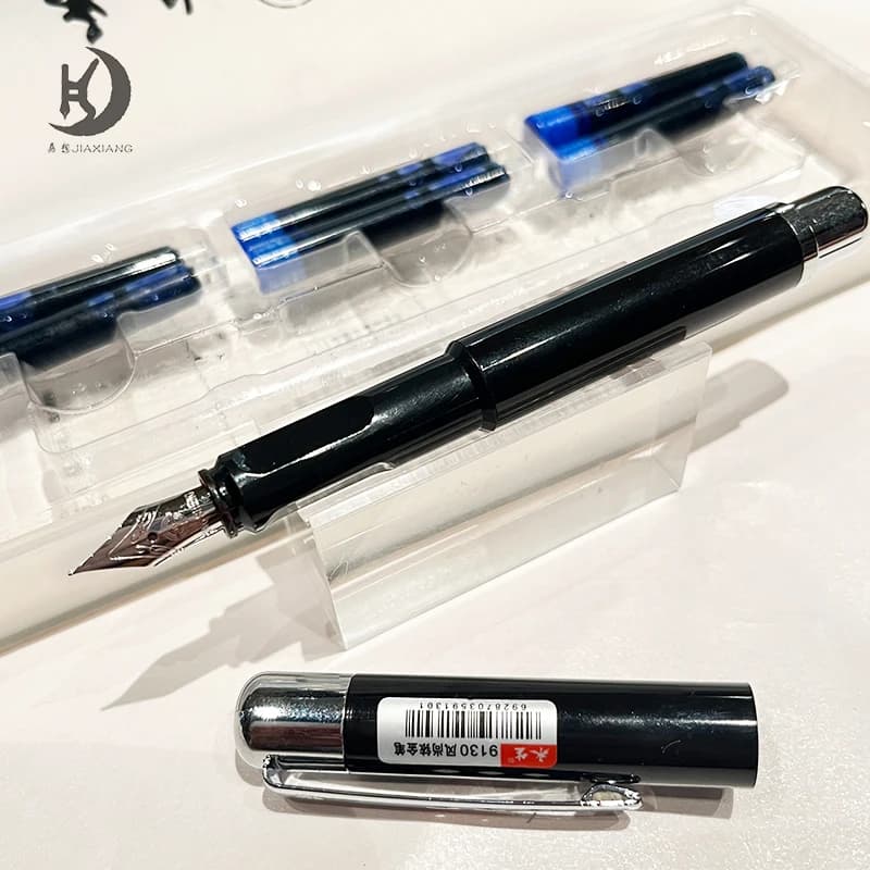 1 Set(pen+6 ink sac) JD 9130 Writing & Correction Supplies Plastic Calligraphy Fountain Pen,Transparent Business Pen