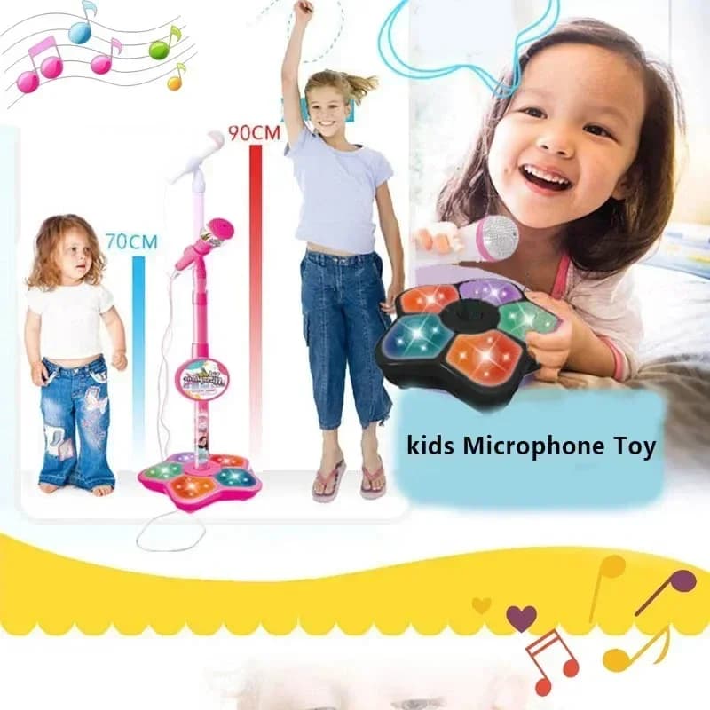Kids Rocking Roll Microphone Singing Toys With Stand Karaoke Song Music Instrument Educational Toy Girl Boy Birthday Gifts Game