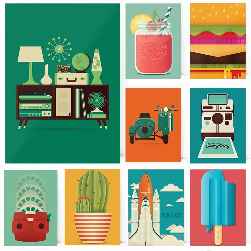Modern Trendy Abstract Still Life Painting Poster Pop Art Prints Canvas Painting Wall Art Pictures Home Living Room Decoration