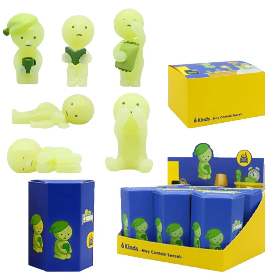 Serie Multipla di Action Figure Noctilucenti Verdi in Scatola Misteriosa, Modellini Decorativi da Scrivania, Giocattoli Regalo a Sorpresa