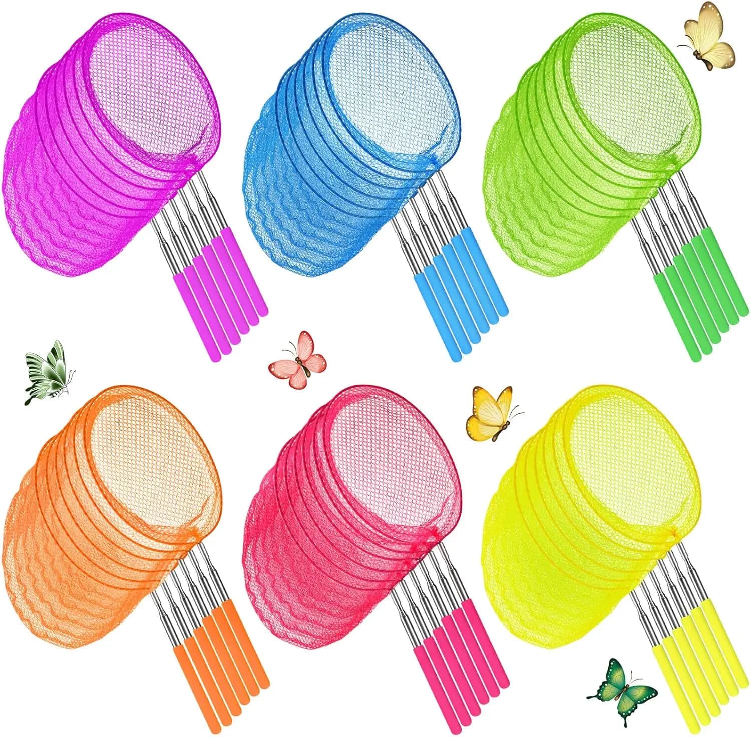 Reti da Pesca Telescopiche per Bambini, Colorate Reti per Catturare Insetti, Attrezzi da Esterno per Catturare Farfalle, Insetti, Pesci e Coccinelle