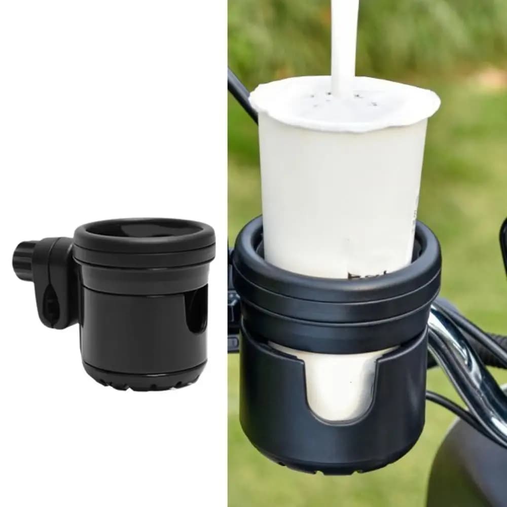 Portabicchieri per passeggino portatile girevole 2 in 1 Portabottiglie per passeggino con supporto nero antiscivolo Carrello universale Portabevande Passeggino