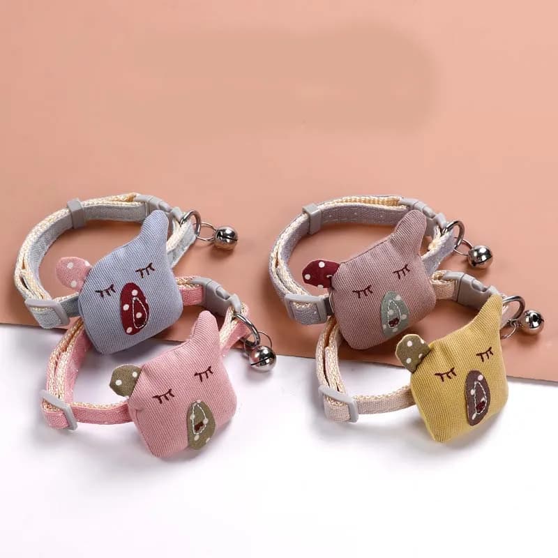 Nuovo Collare per Animali Domestici con Campanello a Forma di Orso Cartone Animato, Collana Regolabile per Cani Piccoli, Gatti e Gattini, Accessori per Animali