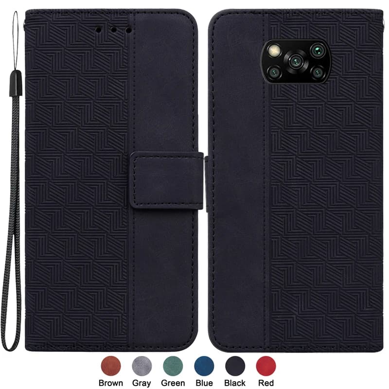 Per Xiaomi Poco X3 X 3 Pro Custodia per Etui Xiaomi Poco X3 NFC POCOX3 GT Custodia Magnetica Geometrica Tessile Modello Portafoglio Copertina del Libro